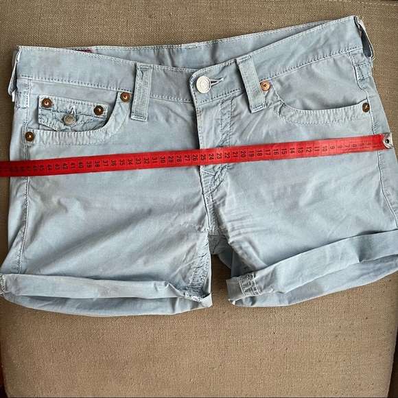 True Religion Jayde light blue cotton turn up shorts (size 27 fits like 28) - Picture 9 of 14